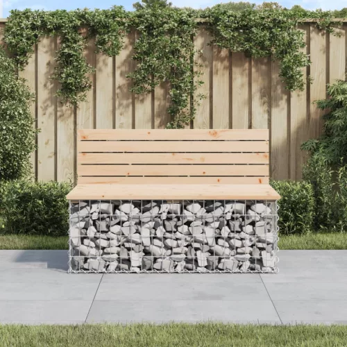 tömör fenyőfa gabion kerti pad 103x70x65 cm