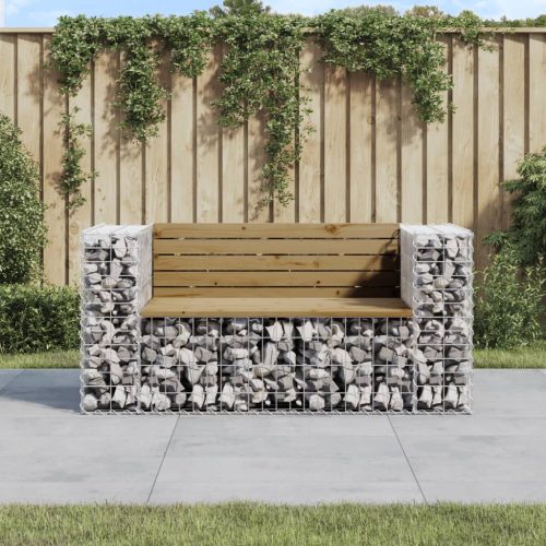  tömör impregnált fenyőfa gabion kerti pad 143x71x65,5 cm