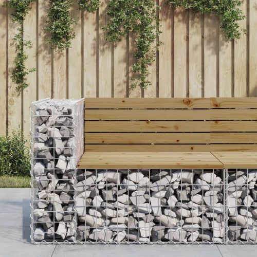 tömör impergnált fenyőfa gabion kerti pad 92x71x65,5 cm