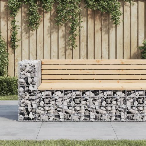  tömör fenyőfa gabion kerti pad 122x71x65,5 cm