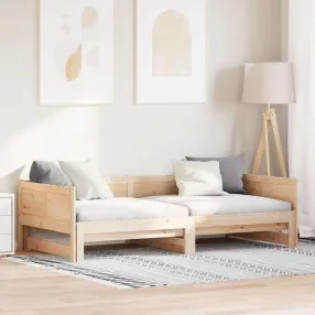 Kihúzható nappali ágy Barna 180 x 200 cm Tömör fenyőfa