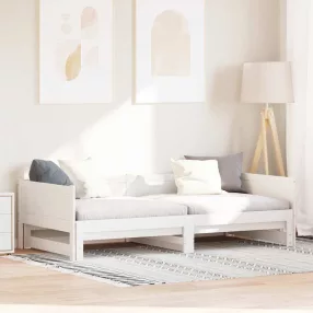   Kihúzható nappali ágy Fehér 180 x 200 cm Tömör fenyőfa