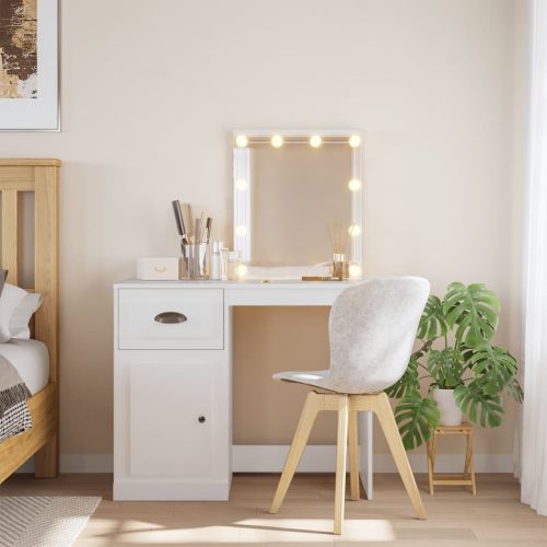 fehér fésülködőasztal LED-lámpákkal 90x42x132,5 cm