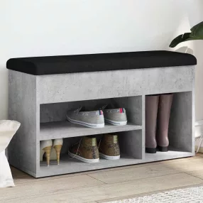 betonszürke szerelt fa cipőtároló pad 82 x 32 x 45,5 cm