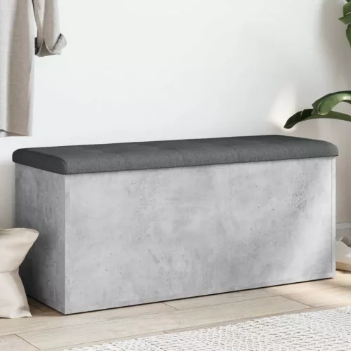 betonszürke szerelt fa tárolópad 102 x 42 x 45 cm