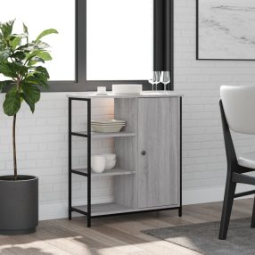   szürke sonoma színű szerelt fa tálalószekrény 70 x 30 x 80 cm