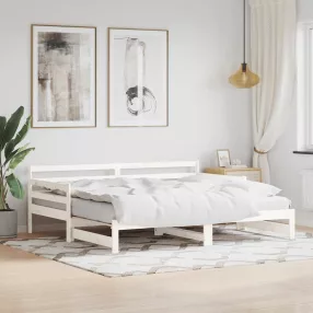   vidaXL fehér tömör fenyőfa kihúzható kanapéágy 90 x 200 cm