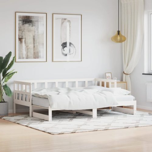 fehér tömör fenyőfa kihúzható kanapéágy 80 x 200 cm