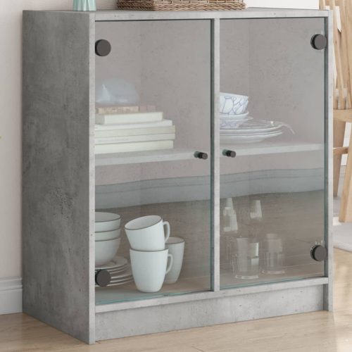 betonszürke kisszekrény üvegajtókkal 68 x 37 x 75,5 cm