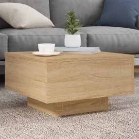   sonoma tölgy színű dohányzóasztal LED-lámpákkal 55 x 55 x 31 cm