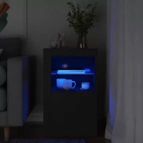   vidaXL fekete szerelt fa tálalószekrény LED-világítással