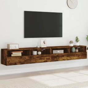   2 db füstös tölgy színű szerelt fa TV-szekrény 100 x 30 x 30 cm
