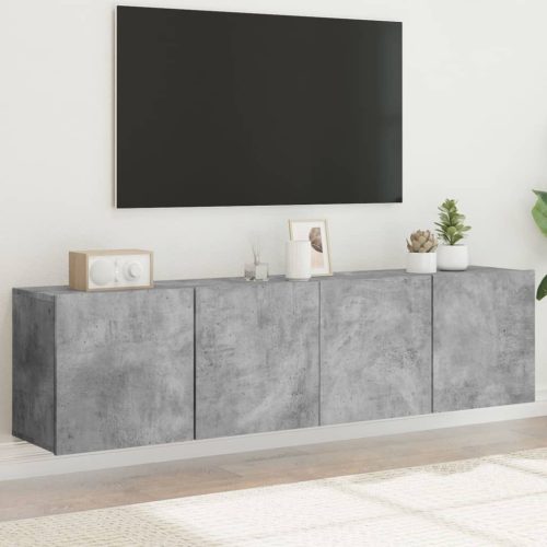 2 db betonszürke falra szerelhető TV-szekrény 80 x 30 x 41 cm