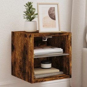   2 db füstös tölgy fali TV-szekrény LED-ekkel 30 x 28,5 x 30 cm