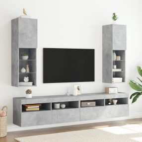 2 db betonszürke TV-szekrény LED-ekkel 30,5 x 30 x 102 cm
