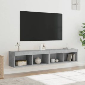   2 db betonszürke TV-szekrény LED-világítással 80x30x30 cm