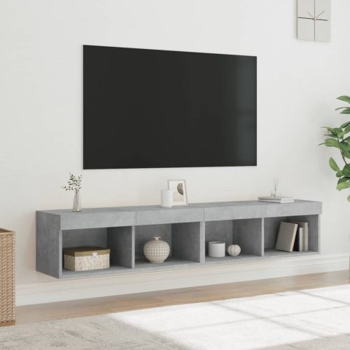 2 db betonszürke TV-szekrény LED-világítással 80x30x30 cm