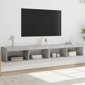   2 db betonszürke TV-szekrény LED-világítással 100x30x30 cm