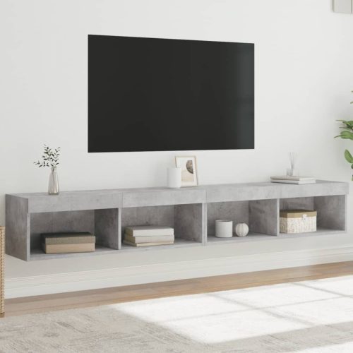2 db betonszürke TV-szekrény LED-világítással 100x30x30 cm