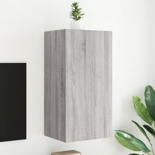 szürke sonoma színű fali TV-szekrény LED-ekkel 40,5x35x80 cm