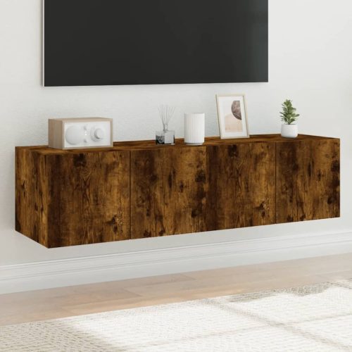 2 db füstös tölgy fali TV-szekrény LED-ekkel 60x35x31 cm