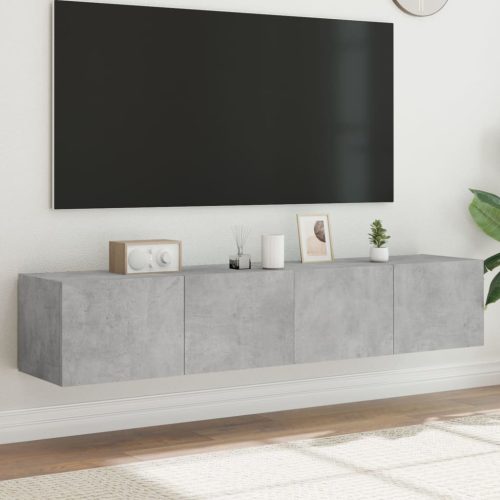 2 db betonszürke fali TV-szekrény LED-del 80x35x31 cm