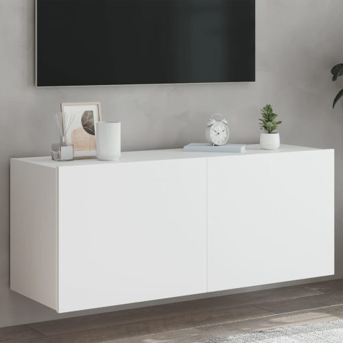  fehér falra szerelhető TV-szekrény LED-lámpákkal 100x35x41 cm