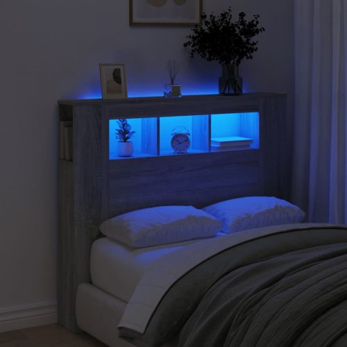 szürke sonoma szerelt fa LED-es fejtámla 120 x 18,5 x 103,5 cm