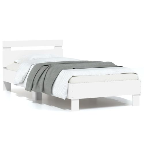 fehér ágykeret fejtámlával és LED-világítással 75 x 190 cm