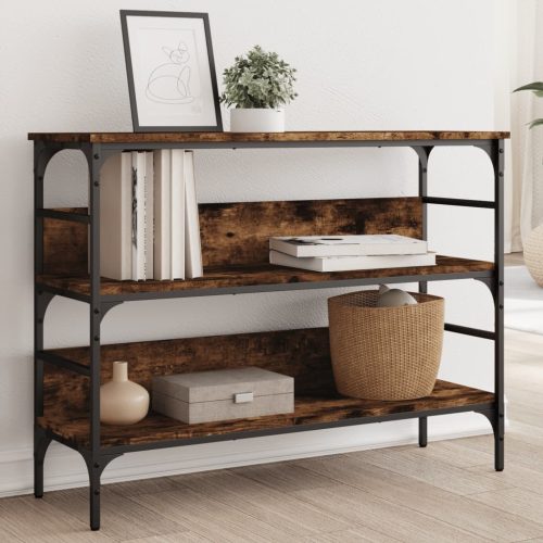 füstös tölgy színű szerelt fa tálalóasztal 100x32x75 cm