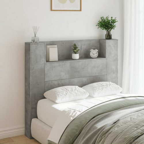 betonszürke áthidalószekrény LED-világítással 120x16,5x103,5 cm