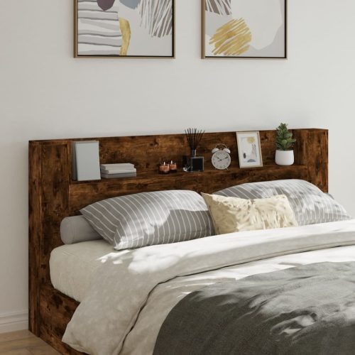 füstös tölgy színű áthidalószekrény LED-ekkel 200x16,5x103,5 cm