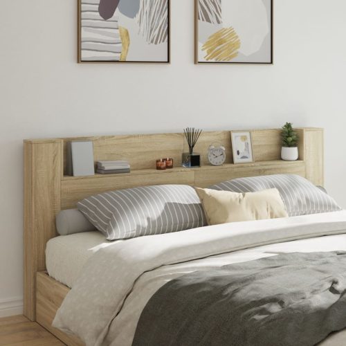 sonoma tölgy színű áthidalószekrény LED-ekkel 220x16,5x103,5 cm