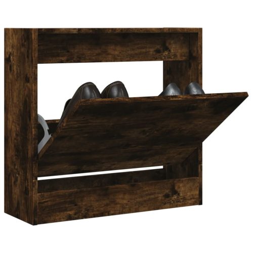 füstös tölgy színű szerelt fa cipőszekrény 60 x 21 x 57 cm
