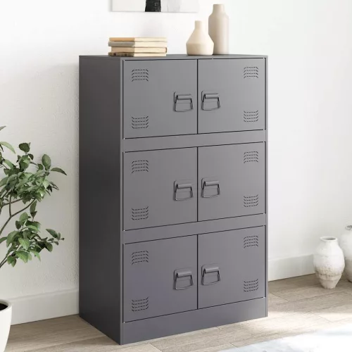 antracitszürke acél tálalószekrény 67 x 39 x 107 cm