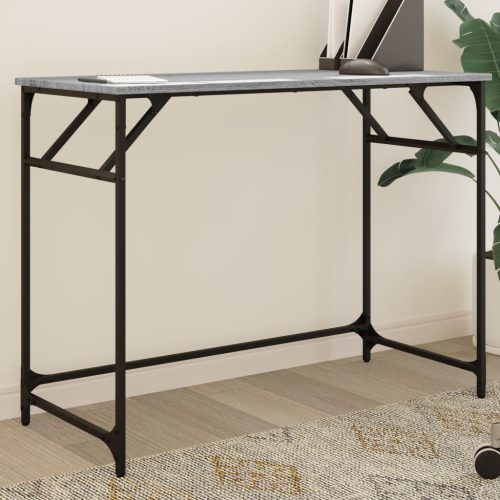 szürke sonoma szerelt fa és porszórt acél íróasztal 100x45x76cm