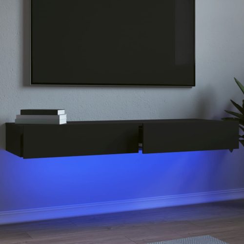  2 db fekete TV-szekrény LED-lámpákkal 60 x 35 x 15,5 cm