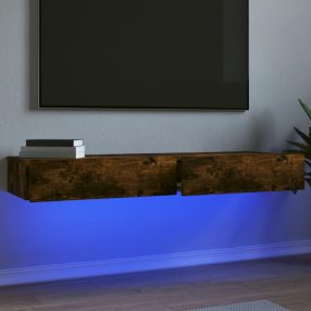   2 db füstös tölgy színű TV-szekrény LED fénnyel 60x35x15,5 cm