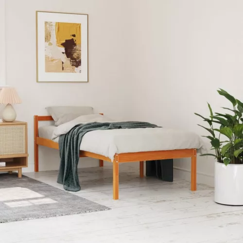 viaszbarna tömör fenyőfa időseknek való ágy 75x190 cm