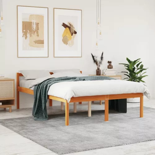 viaszbarna tömör fenyőfa időseknek való ágy 120 x 190 cm