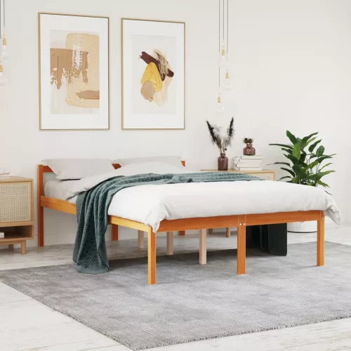 viaszbarna tömör fenyőfa időseknek való ágy 135 x 190 cm