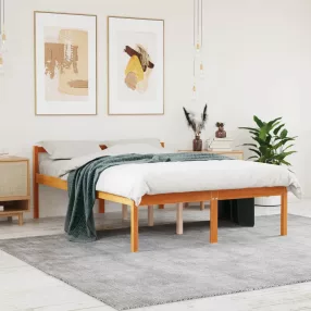  viaszbarna tömör fenyőfa időseknek való ágy 140 x 200 cm