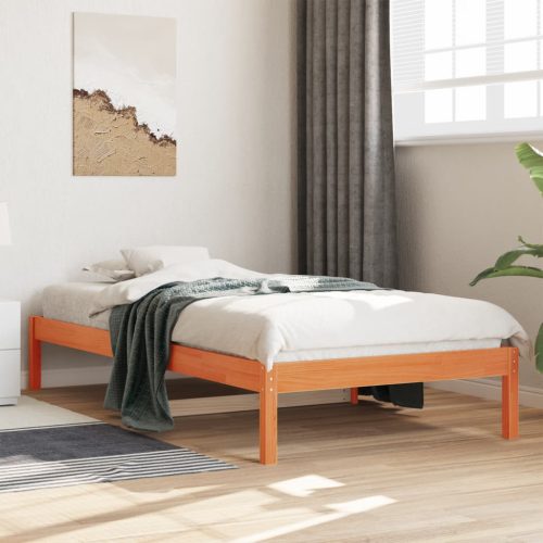 viaszbarna tömör fenyőfa kanapéágy matrac nélkül 90 x 200 cm