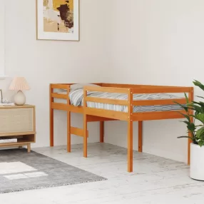 viaszbarna tömör fenyőfa magasított ágy 90x190 cm