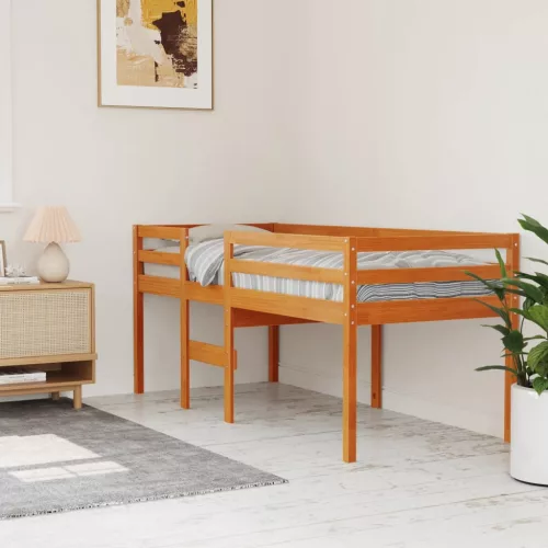 viaszbarna tömör fenyőfa magasított ágy 90x190 cm