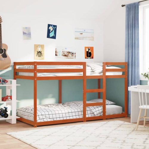 viaszbarna tömör fenyőfa emeletes ágy 75 x 190 cm