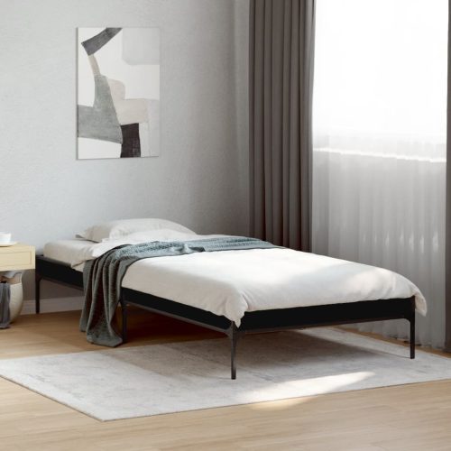 fekete szerelt fa és fém ágykeret 75 x 190 cm