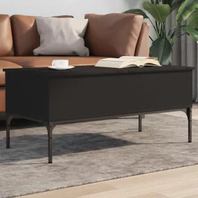   vidaXL fekete szerelt fa és fém dohányzóasztal 100 x 50 x 45 cm