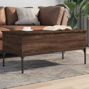   vidaXL barna tölgyszínű szerelt fa és fém dohányzóasztal 100x50x45 cm