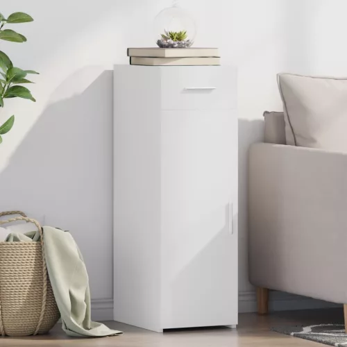 fehér szerelt fa tálalószekrény 30 x 42,5 x 93 cm